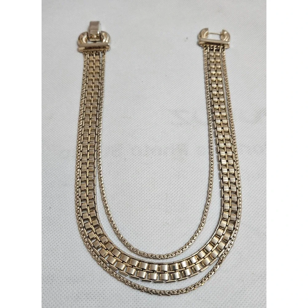 Gold Tone Multi Strand‎ Chain Bracelet Statement Jewelry Fashion Accessory